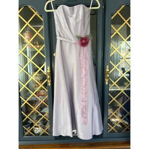 Vintage 80s Jessica McClintock Lilac Purple strapless dress A line Corset gown 4